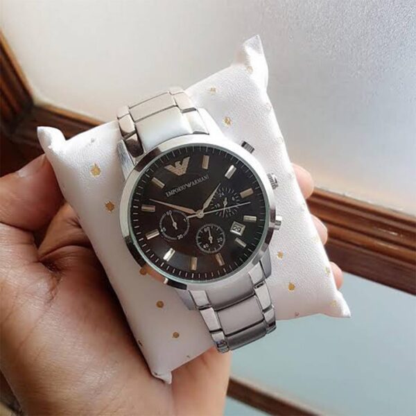 Armani AX Silver Black Dial Metal